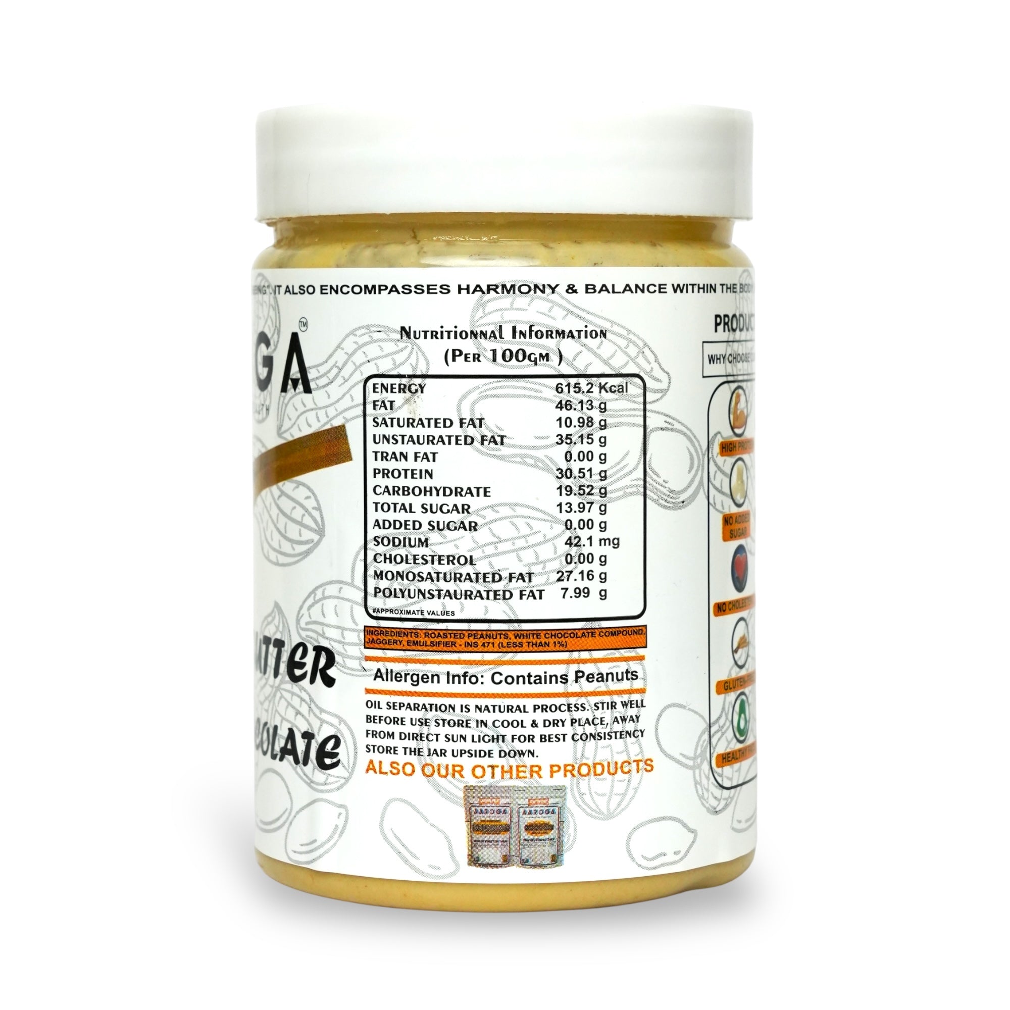 Aaroga White Chocolate Peanut Butter (400g)