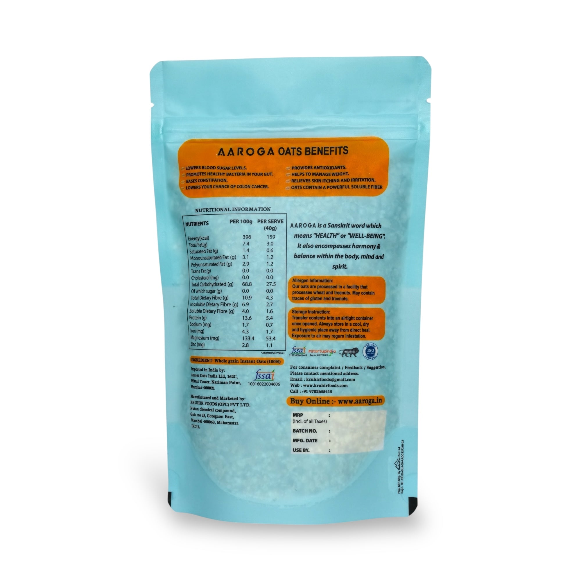 Aaroga Quick Cooking Instant Oats (200 GMS)